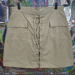 Honey Punch Pocket Lace Up Skirt